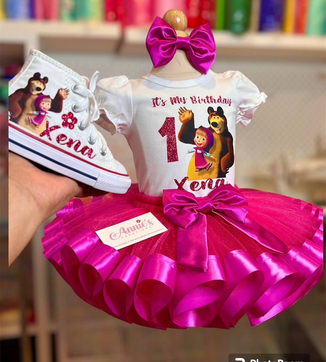 masha and the bear birthday dress Masha and Bear Tutu Set – Tiny Love Creations main image 0