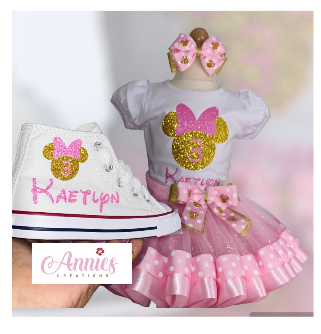 1st Birthday Minnie Mouse Tutu Outfit, Pink & Gold - Etsy