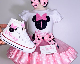 1st Birthday Minnie Tutu Outfit, Minnie Birthday Tutu, Pink Minnie tutu, Birthday outfit,