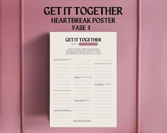 Get it Together Afdrukbare Poster Heartbreak Editie, om jou door het helingsproces te helpen na een gebroken hart of een break-up. (Fase 1)