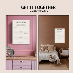 Get it Together Afdrukbare Poster Heartbreak Editie, om jou door het helingsproces te helpen na een gebroken hart of een break-up. Fase 1 afbeelding 4