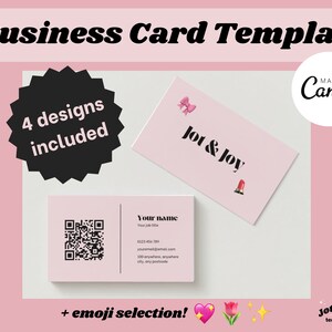 4 Business Card Templates | Business Card | Pink Business Card | Business Branding | Digital Business Card Template | QR Code Business Card