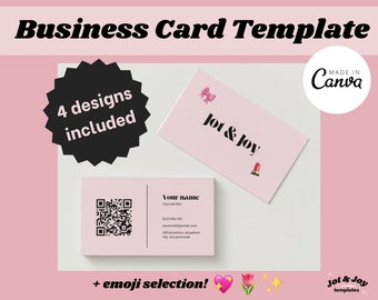 4 Business Card Templates | Business Card | Pink Business Card | Business Branding | Digital Business Card Template | QR Code Business Card