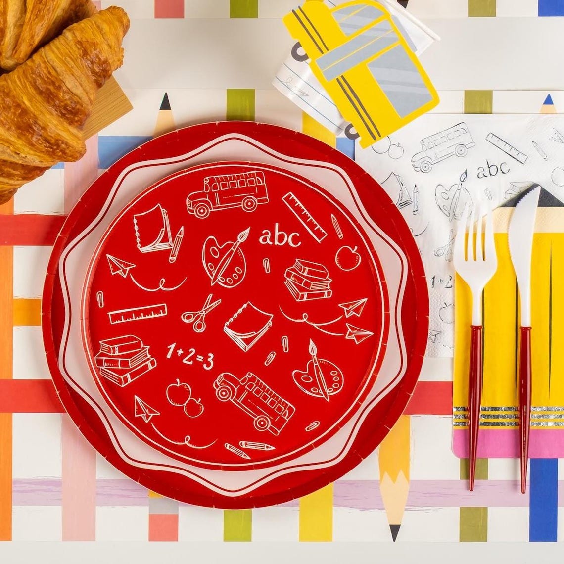 Red Color Block Dinner Paper Plates- 8pk - Etsy