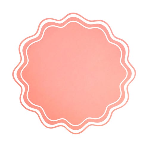 Set de table en papier à motif coquillage ondulé corail - Lot de 12