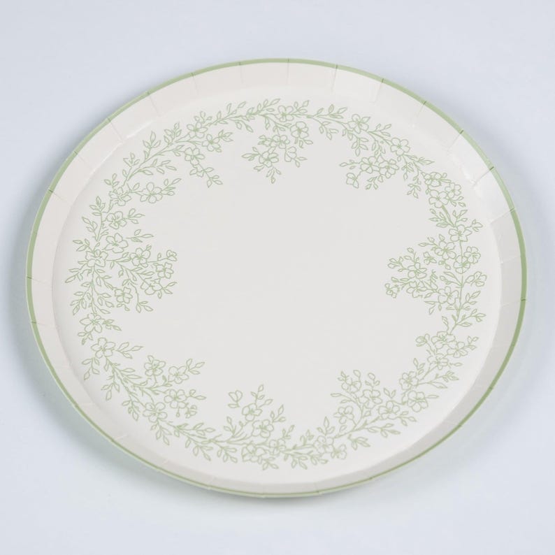 Floral Elegance Sage Dessert Plates