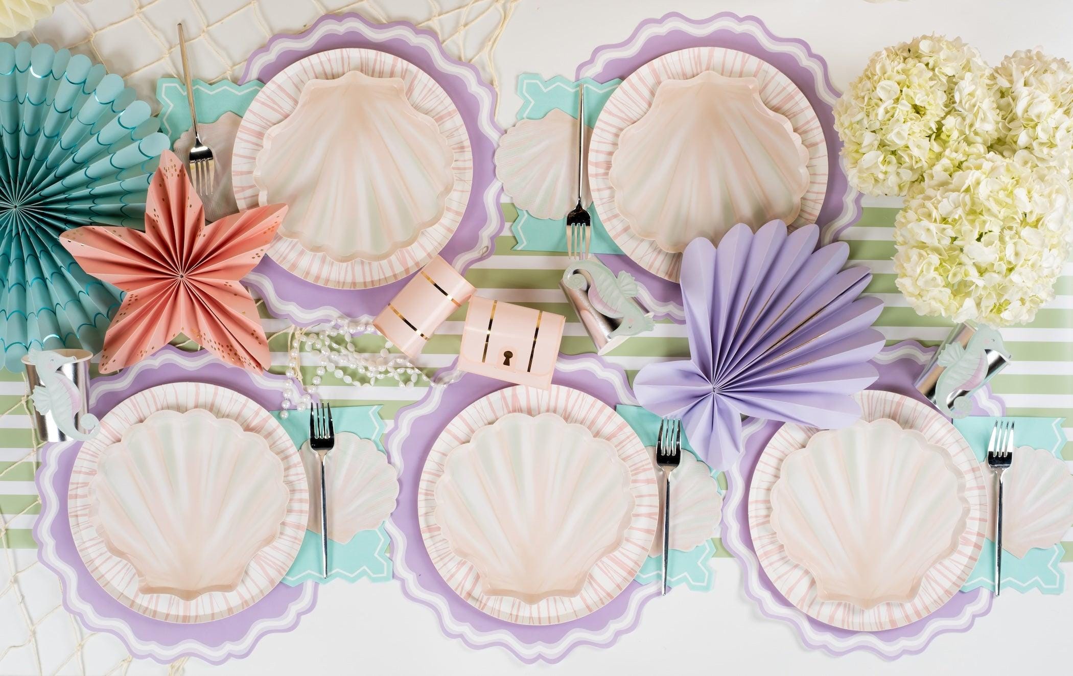 Shells Plates Table Shell Dessert Plates, Mermaid Party Plates, Coastal Party Decor, Under ...