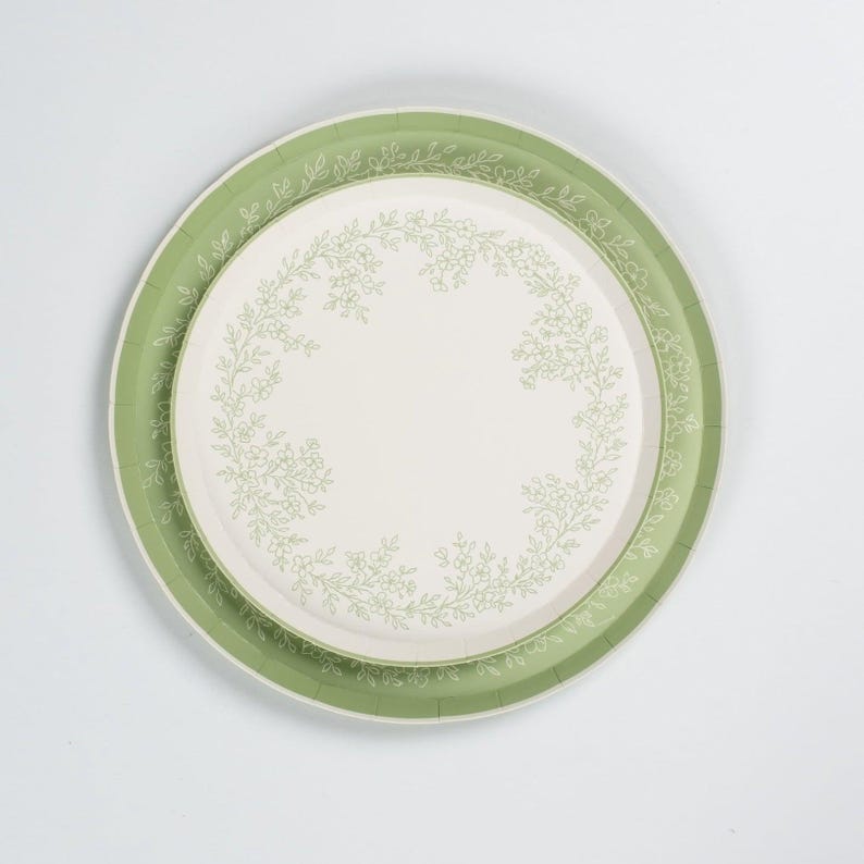 Floral Elegance Sage Dessert Plates