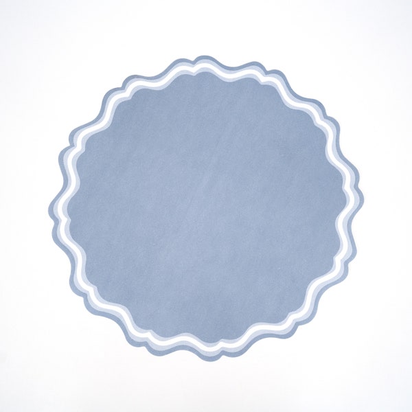 Blue Fancy Scallop Paper Placemats | 12pk