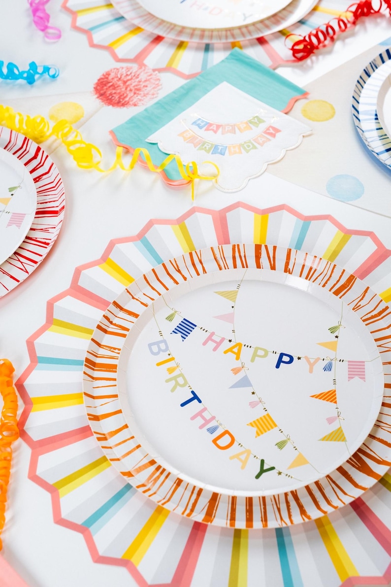 Burst of Color Fan Placemats, Colorful Scallop Placemats, Rainbow Table Decor, Birthday Party Placemats, Disposable Paper Placemats image 4