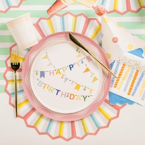 Burst of Color Fan Placemats, Colorful Scallop Placemats, Rainbow Table Decor, Birthday Party Placemats, Disposable Paper Placemats image 2