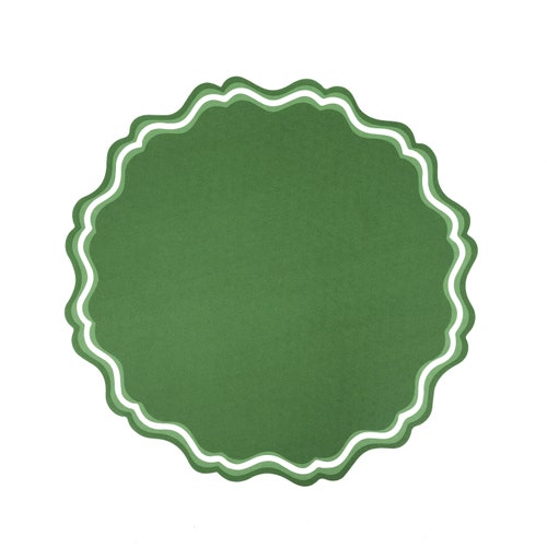 Set de table en papier fantaisie vert | Paquet de 12