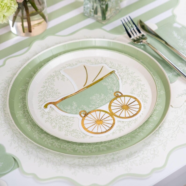 Floral Elegance Sage Dessert Plates
