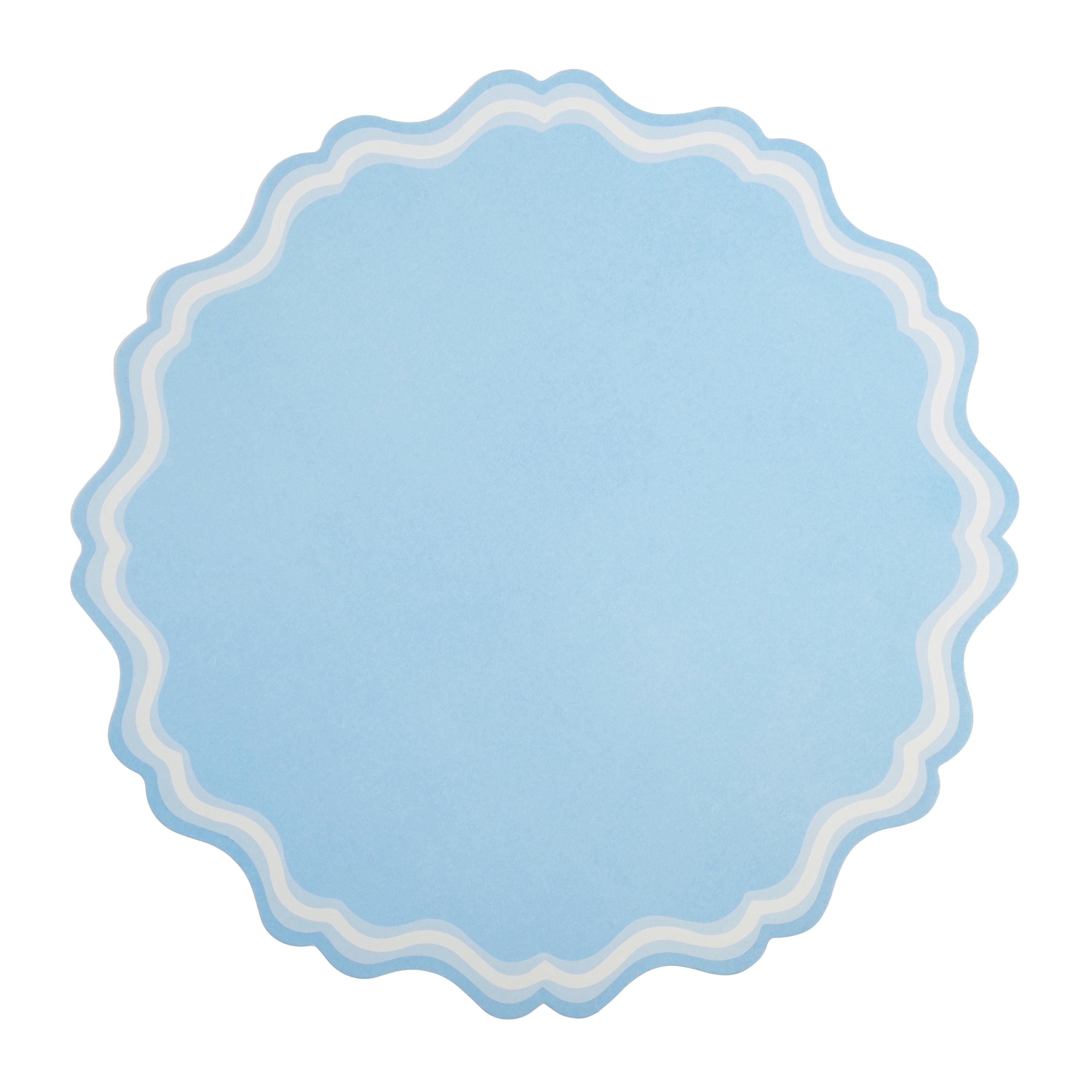 Baby Blue Fancy Scallop Paper Placemats- 12 pk