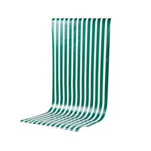 May include: A roll of green and white striped wrapping paper. The paper is unrolled at the bottom, showing the pattern of vertical stripes. The stripes are a vibrant green and white.