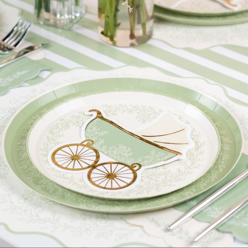 Floral Elegance Sage Dessert Plates