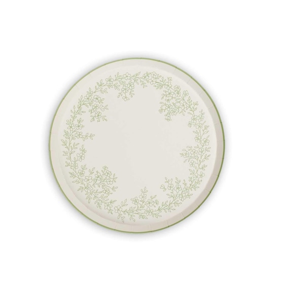 Floral Elegance Sage Dessert Plates