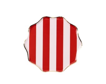 Red and Pink Holiday Stripes Dessert Plates-8pk | Christmas Birthday Party | Holiday Party | Valentine's Day Party | Galentine's Dinner