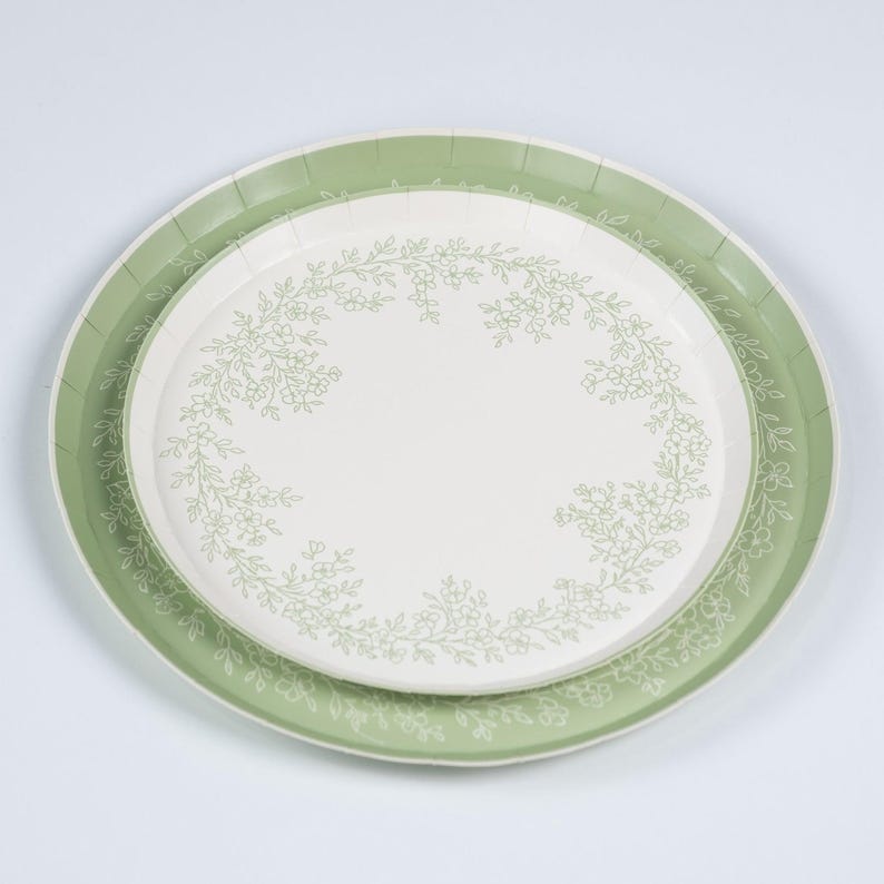 Floral Elegance Sage Dessert Plates