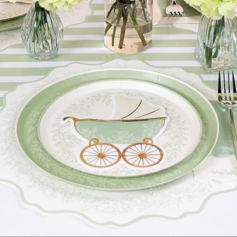 Floral Elegance Sage Dessert Plates