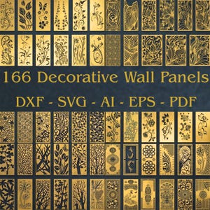 Floral CNC Panel Dxf Bundle, 166 Decorative Wall Screen Designs, Laser Cut Files, Privacy Fence Patterns, Router Vector AI Svg Eps Pdf
