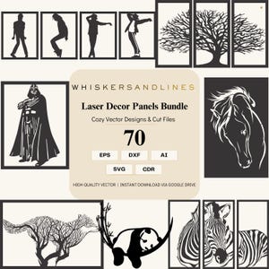 70 Room Decor Panel Set for Laser Cutting, 3 Piece Tree Wall Art, Cnc Router Files, Superhero Mandala SVG Pack, Editable Dxf AI CDR Vector
