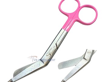 Hand Crafted Bandage Scissors For Students and Staff, Stainless Steel, Multi Purpose 5.5" Pink Handle