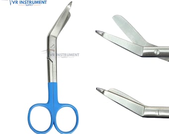 Hand Crafted Bandage Scissors For Students and Staff, Stainless Steel, Multi Purpose 5.5" Blue Handle