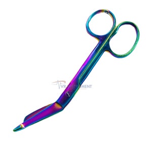 Hand Crafted Multi Rainbow Color Bandage Scissors One Large Ring For Students and Staff, Stainless Steel, Multi Purpose 5.5 image 5