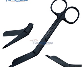 Hand Crafted Bandage Scissors For Registered Nurse Practitioner Students and Staff, Stainless Steel, Multi Purpose All Black 5.5 Inches