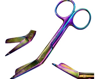 Hand Crafted Multi Rainbow Color Bandage Scissors For Students and Staff, Stainless Steel, Multi Purpose 4.5"