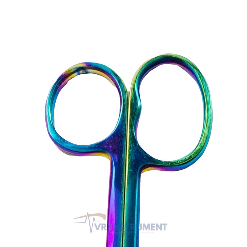 Hand Crafted Multi Rainbow Color Bandage Scissors One Large Ring For Students and Staff, Stainless Steel, Multi Purpose 5.5 image 6