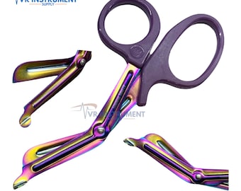 Trauma Shears 7.5 Inch Medical Scissors EMT Premium Quality Stainless Steel Bandage Scissors with Non-Stick Blades Multi Color Rainbow Color