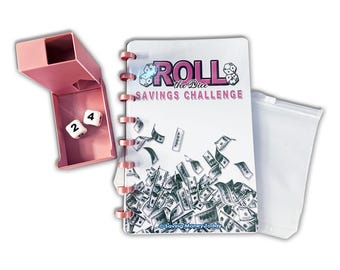 Roségoldene Würfelturm & Spar-Challenge Sammelmappe mit Würfel