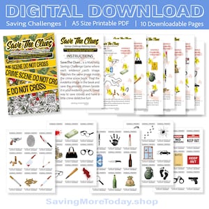 以下が含まれることがあります： 「Save The Clues」マッチングゲームのデジタルダウンロード。ゲームには、犯罪現場の証拠カードが印刷されたA5サイズのPDFページが含まれています。ゲームのテーマは、楽しみながらお金を節約することです。ゲームには10個のダウンロード可能なページが含まれています。