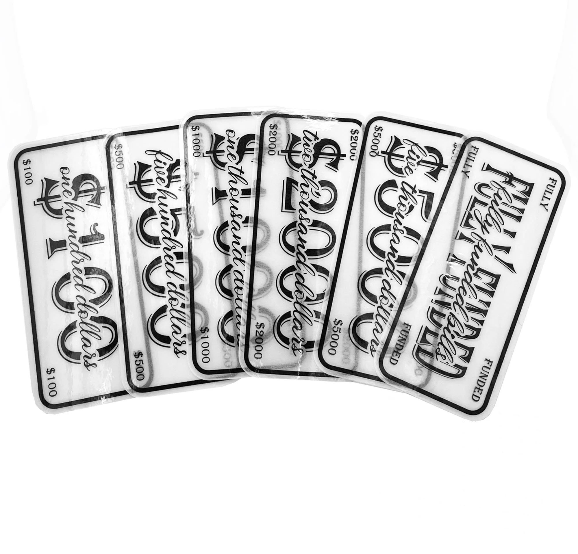 6 Laminated Cash Placeholder - Money Holder - Cash Envelope Place holder - 100, 500, 1000, 2000, 5000 and Fully Funded as seen on Pinterest