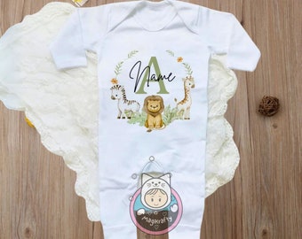 Traje de bebé personalizado 0-6M, mono con nombre, mamelucos de bebé personalizados, regalo personalizado de baby shower, regalo de ducha para recién nacidos, traje de dormir para bebés