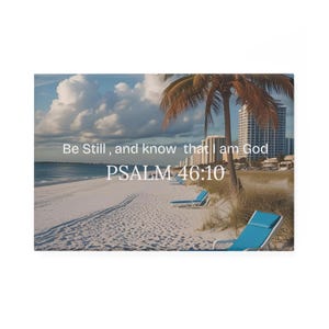 Inspirational Beach Scene Button Magnet, Spiritual Gift, Psalm 46:10 Decor, Beach Vibe Home Decor, Reminder Magnet, Faith-Based Present