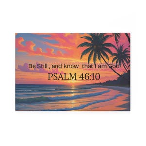 Inspirational Beach Scene Magnet, Motivational Decor, Psalm 46:10 Quote, Religious Gifts, Home Office Accessories, Scripture Memory Tool