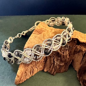 Black Rutilated crystal, quartz, beaded bracelet/jewelry.