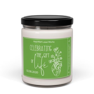 Heart Transplant Gift: Personalized Scented Soy Candle, Floral Heart