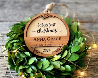 Custom and Personalized beautiful Baby&#39;s First Christmas ornament, multi-year, 2024-2030, instant download, Glowforge ready, new baby