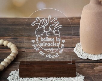 Heart Transplant Recipient Acrylic sign, acrylic LED lamp, 3D night light, heart transplant support, laser cut decor, anatomical heart