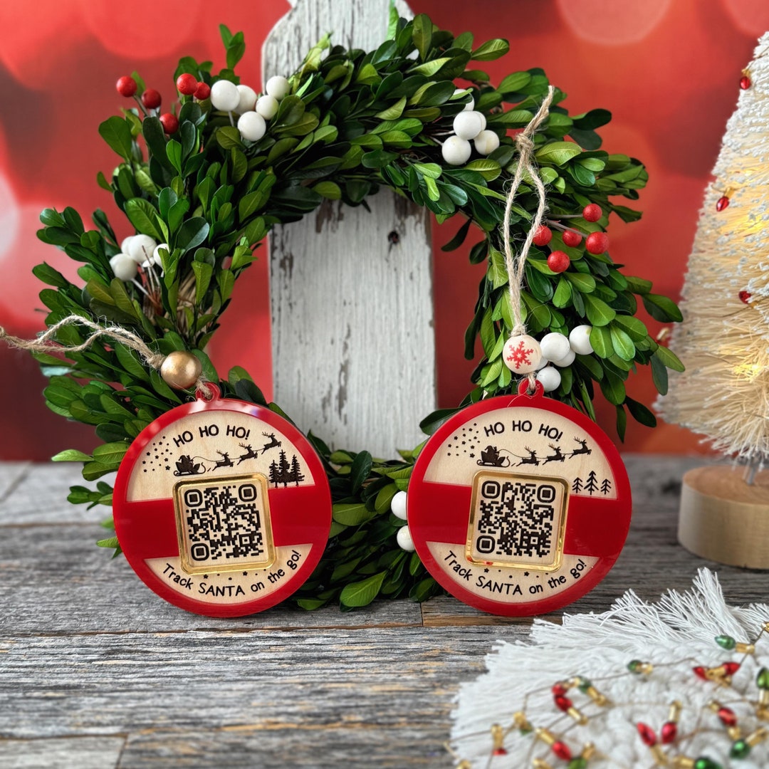 Santa Tracker Ornament Laser Cut File: Christmas QR Code (digital ...