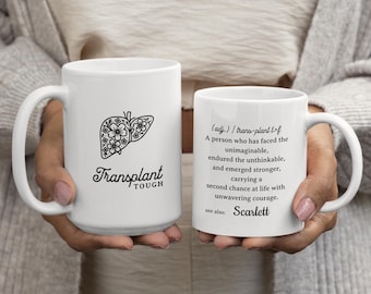 Liver Transplant Tough Ceramic Mug, Personalized Gift for Recipients, Organ Donation Awareness Cup, Custom Name Teacup, Medical Surgery