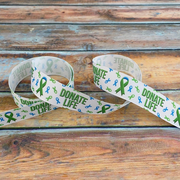 Organ Donation Awareness and Support Grosgrain Ribbon by the yard