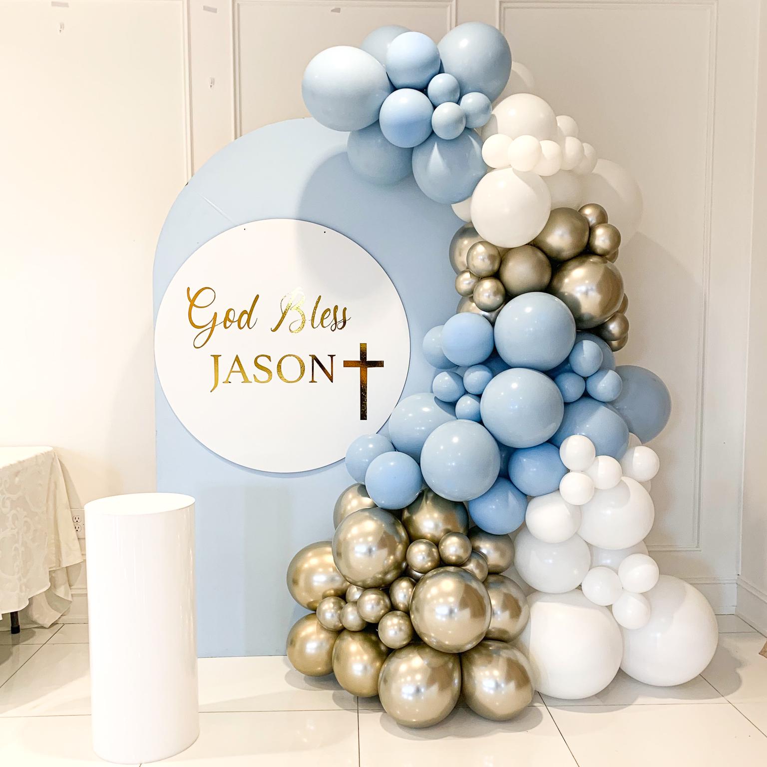 Personalized Baby Blue Balloon Garland Arch Kit | Ideal for Baptisms & Birthday Celebrations
