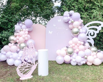 Create a stunning celebration with our Butterfly custom Balloon garland kit! Perfect for baby showers, Pink Balloon Arch & Backdrop