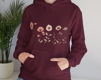 Felpa con cappuccio a fiori, felpa con fiori, felpa con cappuccio da donna, felpe con cappuccio, regalo floreale, regalo fidanzata