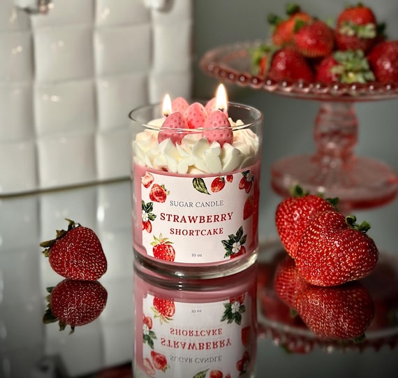Strawberry Shortcake Soy Candle: Non-Toxic Birthday & Housewarming Gift - Handmade Candle for Home Decor